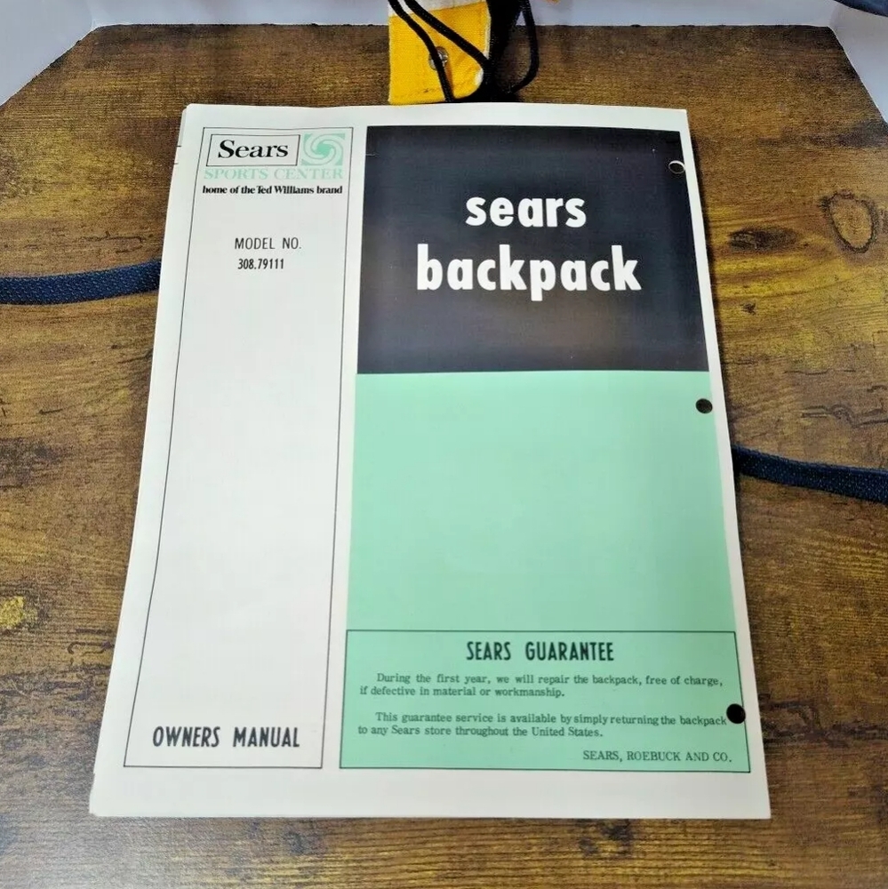 Vintage Go Pack Yellow & Black Daypack Backpack, 15"Wx14"H, Sears, NOS, No Box - Picture 6 of 6